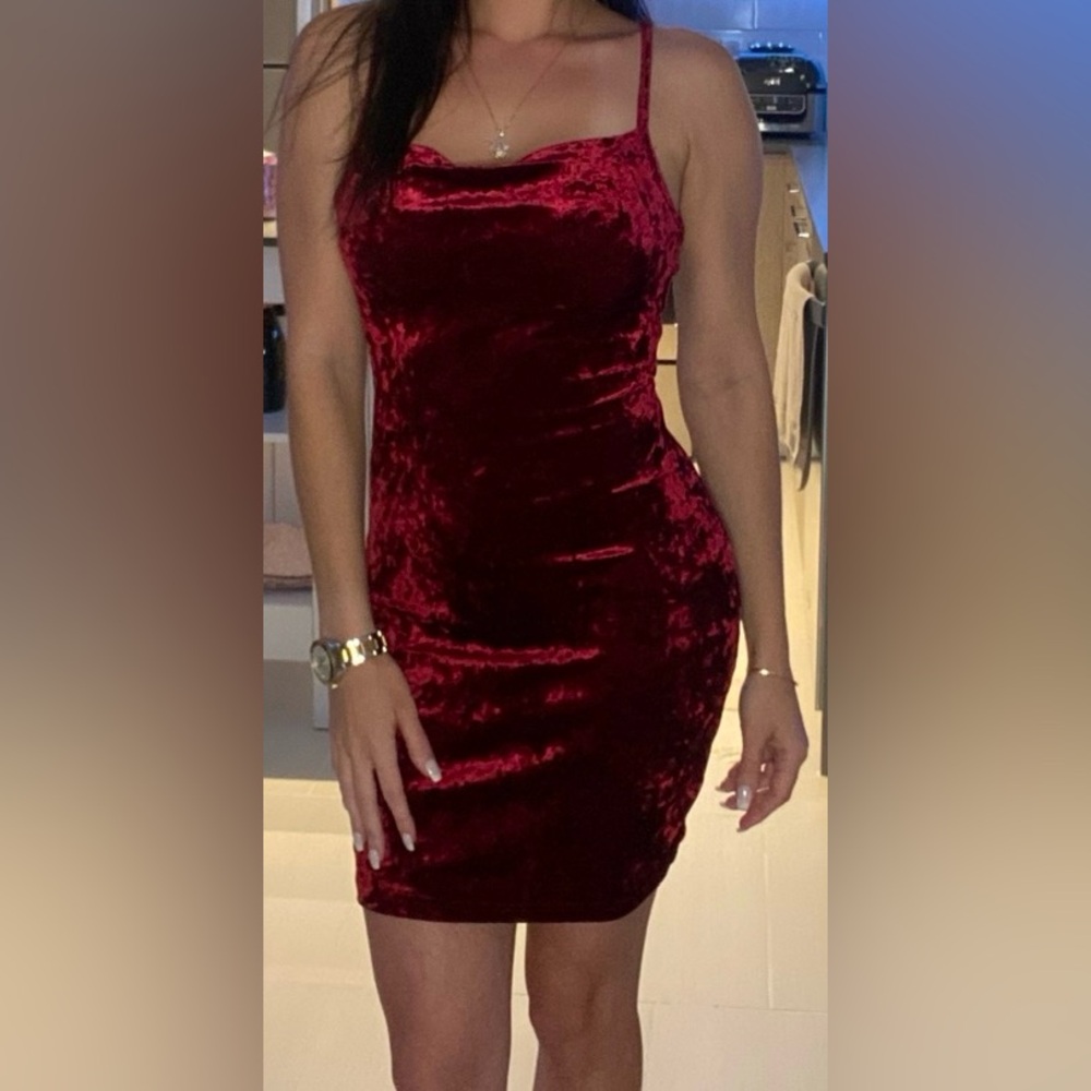 Elegant Velvet Red Dress